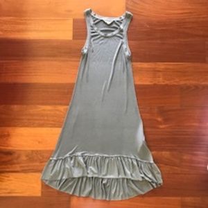 Hard Tail Flounce Tank Dress in Nickel Size S